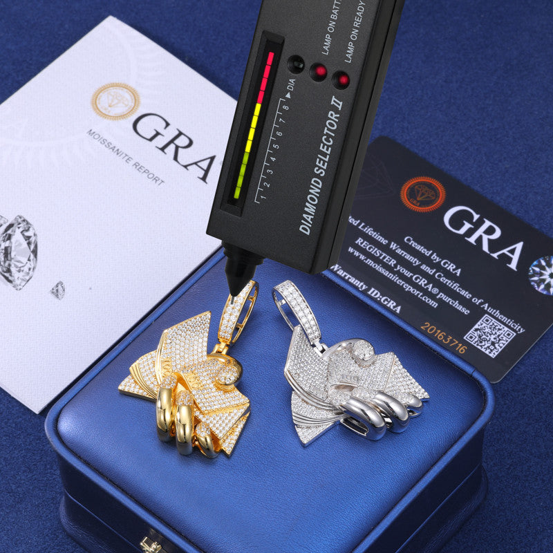 Countin Money All Day | Moissanite Diamond 18k Gold 925 Solid Silver Hip Hop Pendant