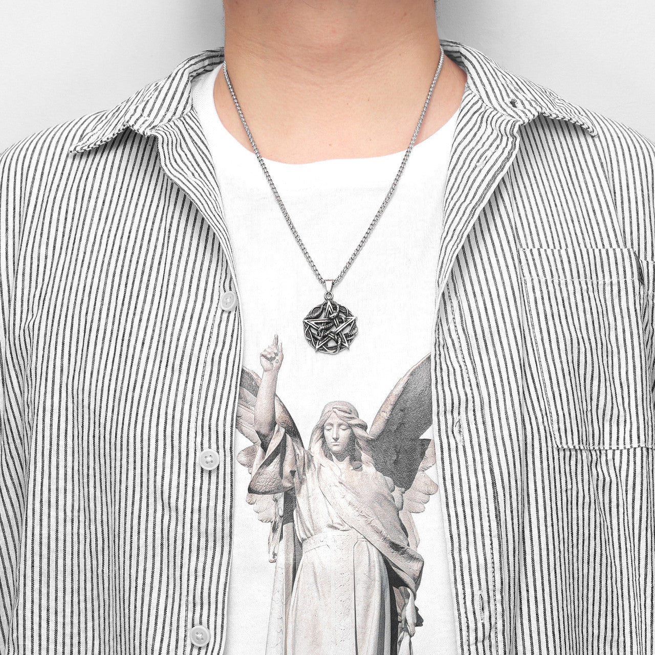 Evil Within | 316L No Fade Stainless Steel Vintage Black Pentagram Snake Hip Hop Pendant