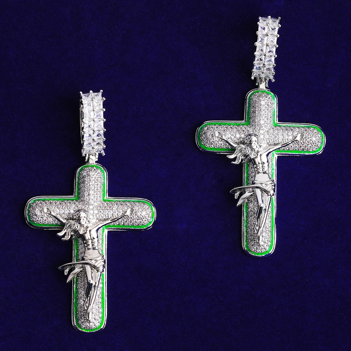 The Messiah | VVS Diamond CZ Jesus Piece Iced Blinged Out Cross Pendant