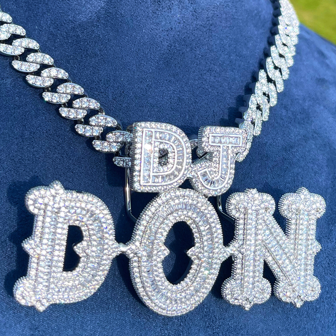 Leveled | VVS Diamond CZ 2 Level Iced Script Letter Blinged Out Nameplate Pendant