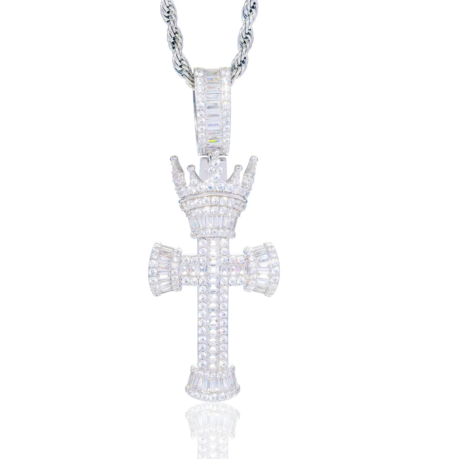 Crown Of Kings | Solid 925 Sterling Silver D VVS1 Moissanite Crown Of Kings Cross Pendant