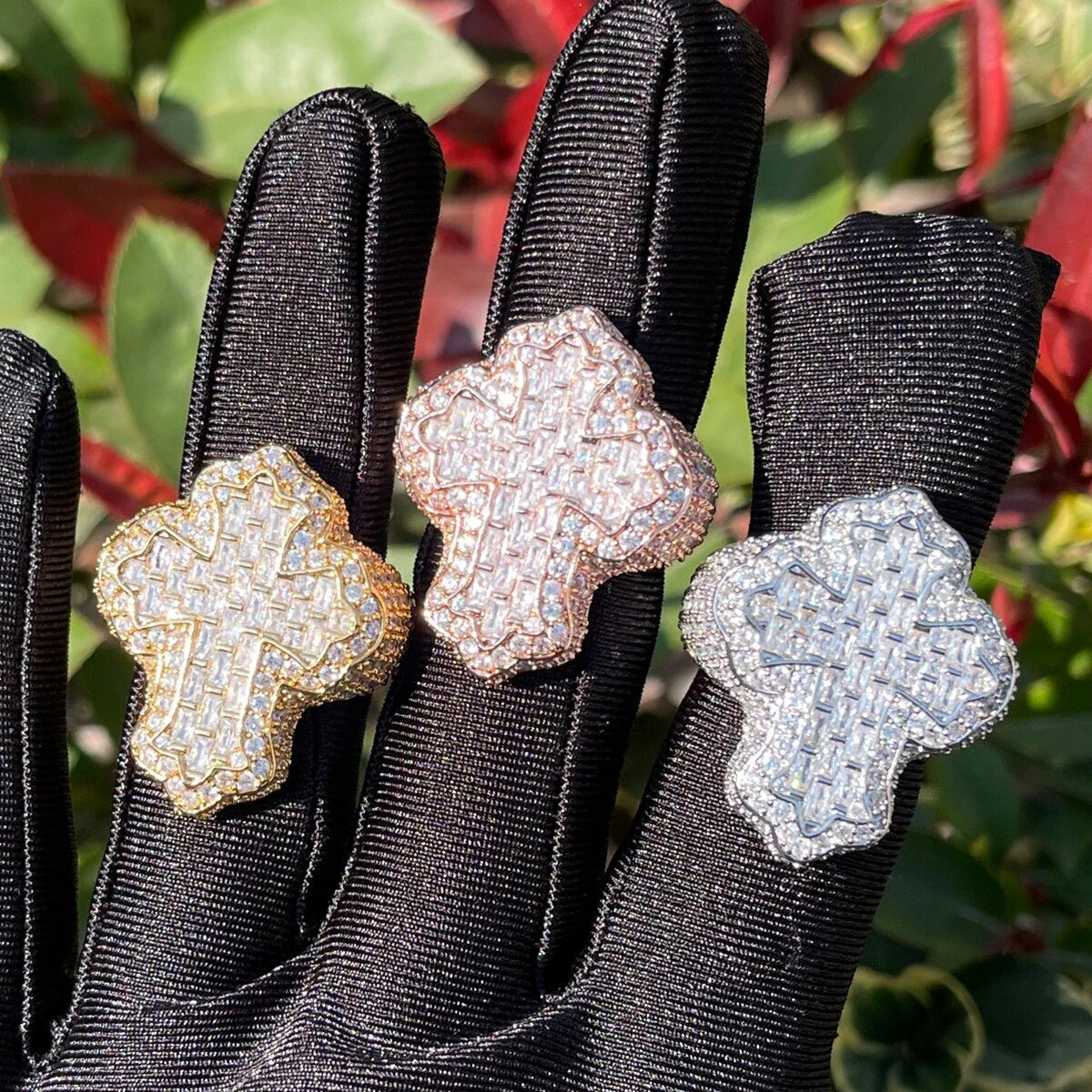 Shattered Ice | Mens Iced Baguette 5A Simulate Diamond Cross Hip Hop Rings