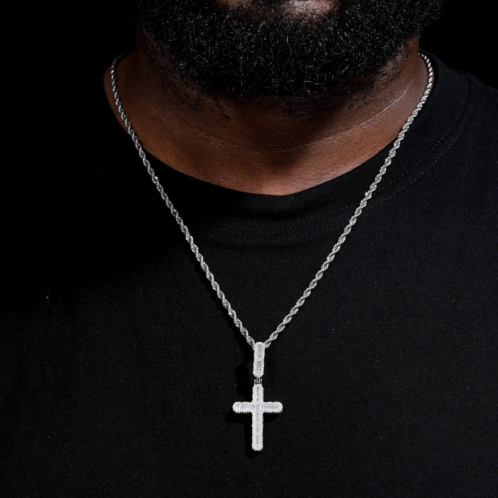 Luxury Simplified |  Iced Baguette Moissanite Diamond  925 Silver Hip Hop Cross Pendant