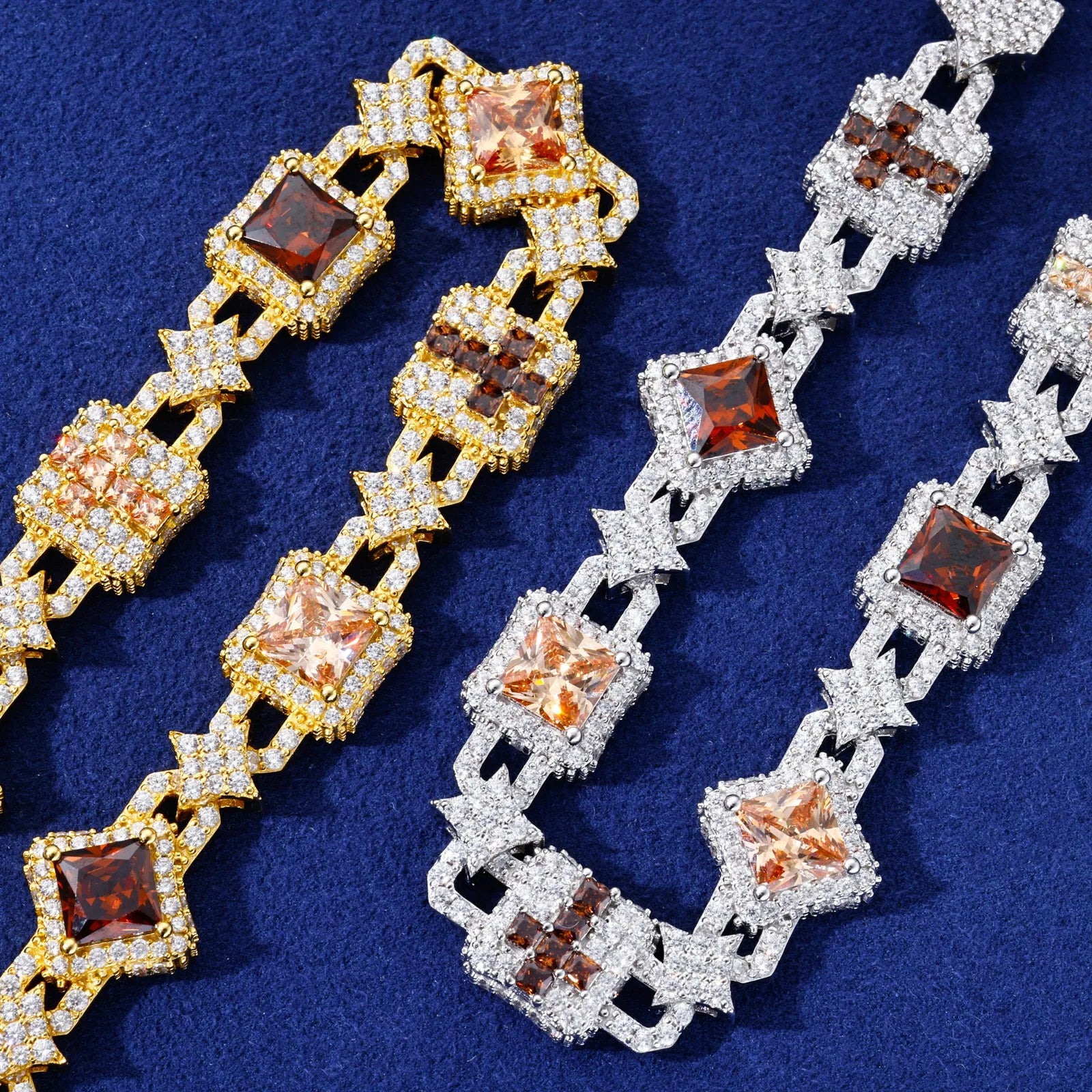 Lucky Charms | VVS Moissanite Diamond 925 Sterling Silver Hip Hop Cross Link Bracelet