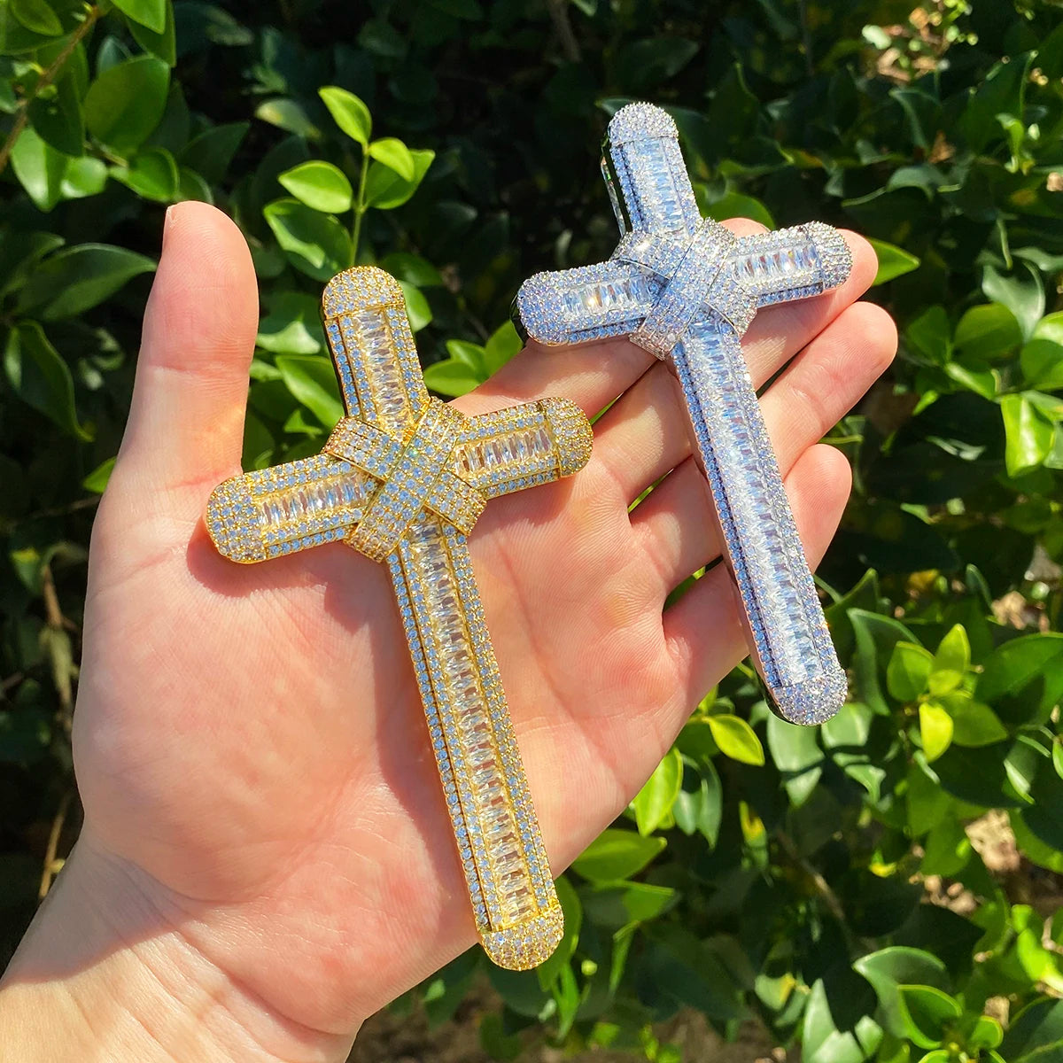 The Ribbon Cross | Extra Large VVS Diamond CZ Luxury Hip Hop Ribbon Cross Pendant