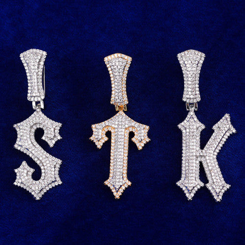 Trapped Out | Iced Blinged Out Initial Letter 4 Prong Set Pendants