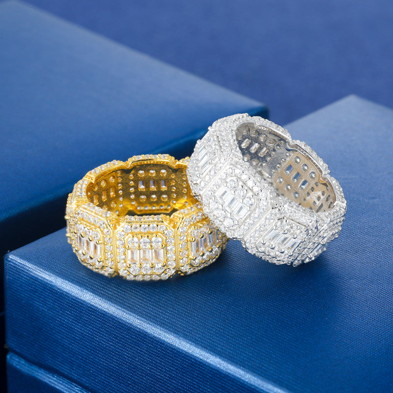 Shot Caller | Solid Silver 18k Gold Moissanite Diamond Luxury Hip Hop Mens Rings