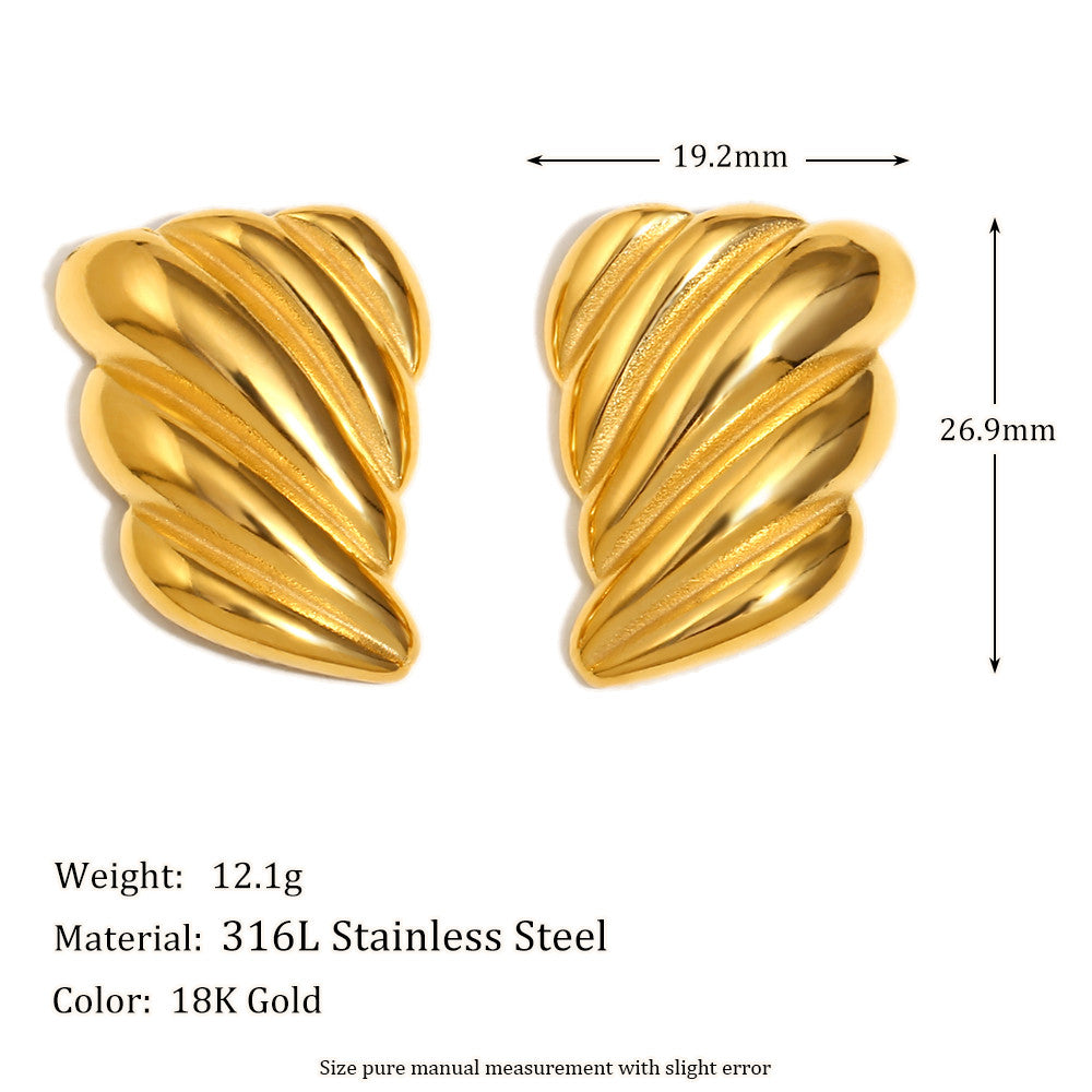 Ladies Artistic Design 18k Gold Waterproof Stainless Steel Tarnish Free Earrings