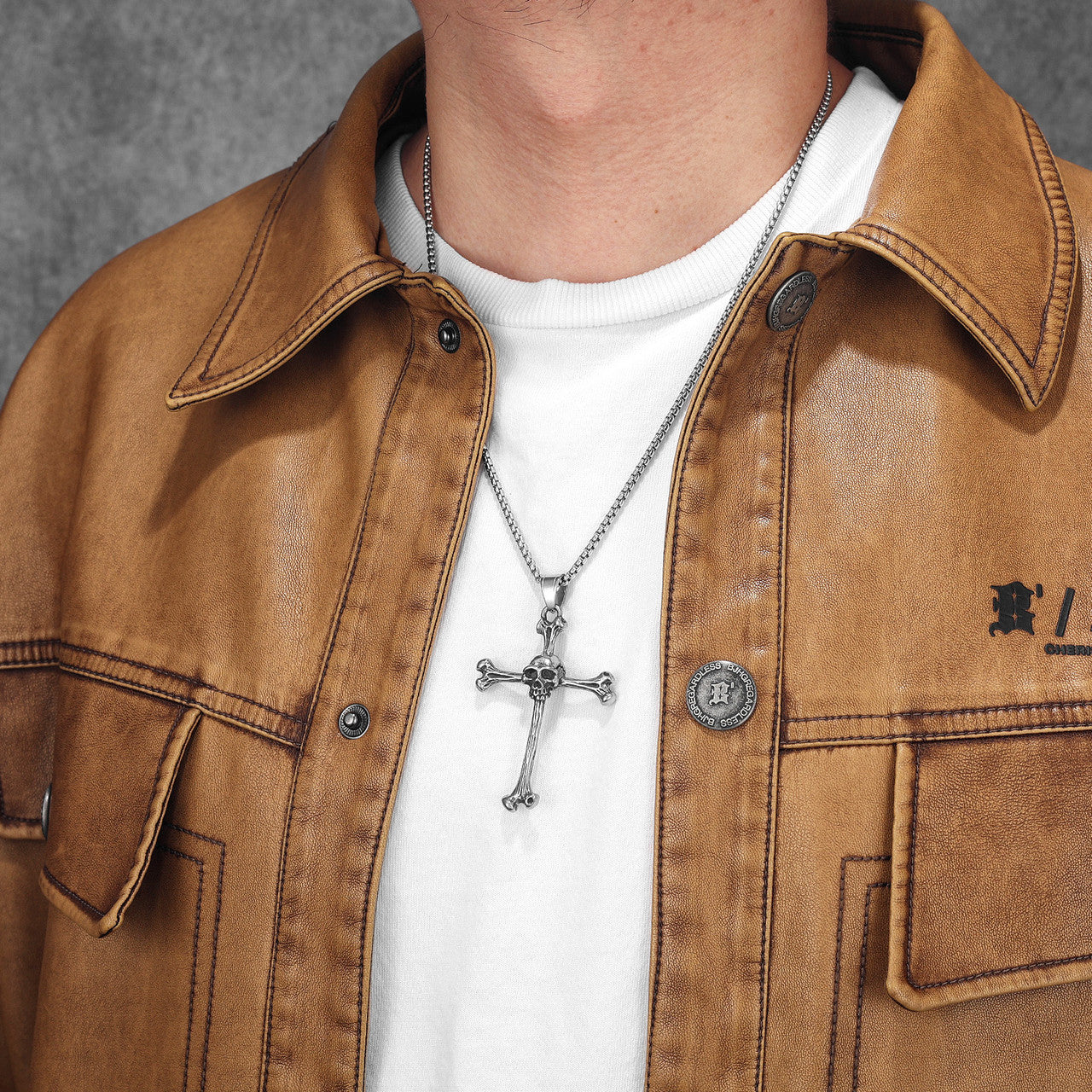 Skull and Bones | 316L Stainless Steel Symbolic Street Style Cross Pendant