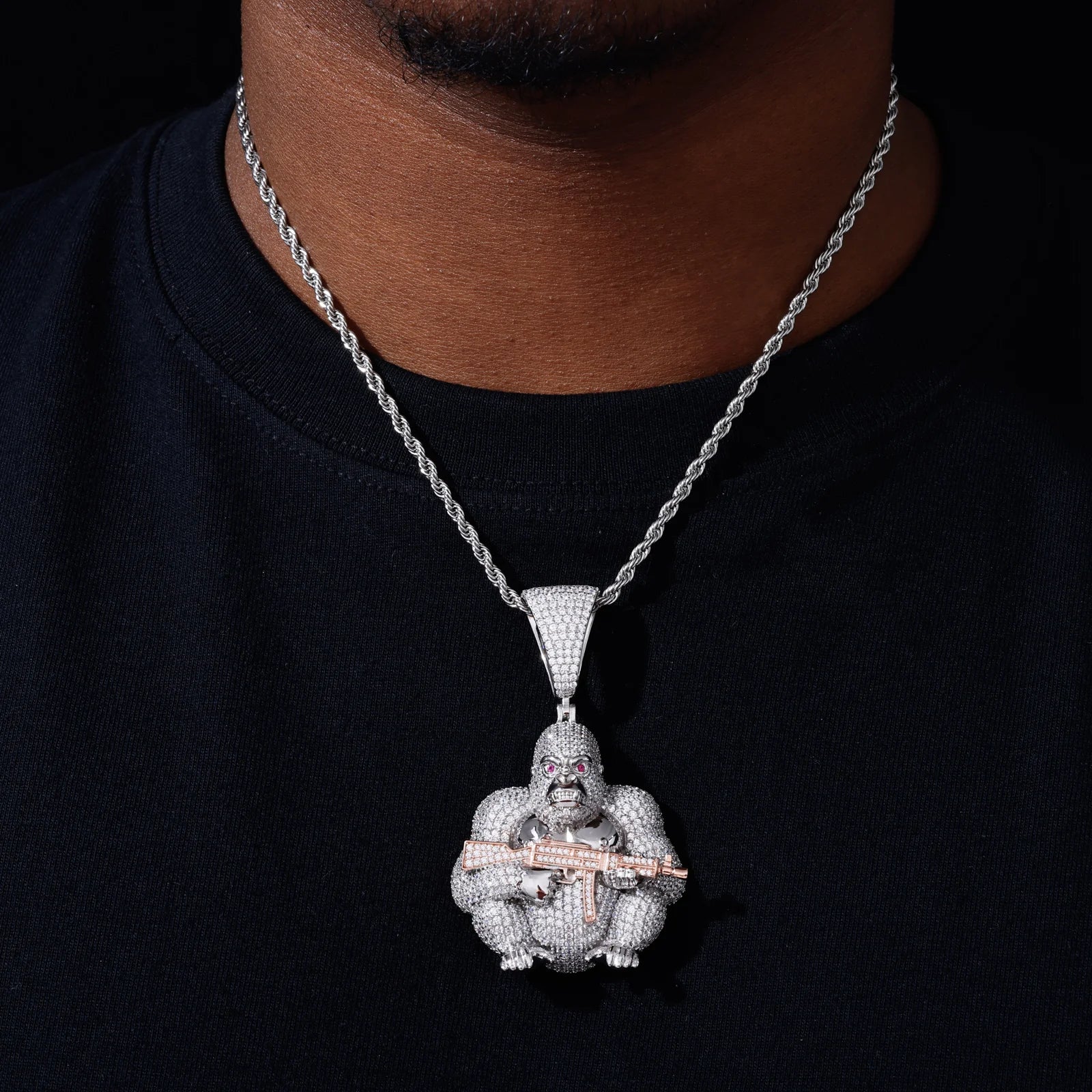 Gorilla Business | Luxury Real 925 Silver D VVS1 Moissanite Gorilla Chopper Pendant