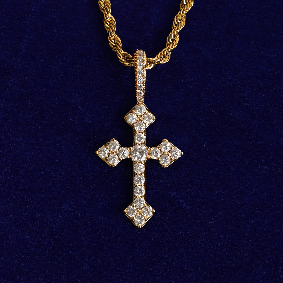 Classic 24k 925 Silver Rose Gold VVS Diamond CZ Arrow Cross Pendant