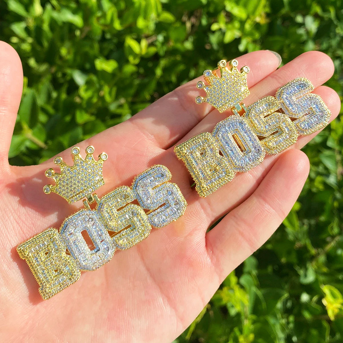Crowned Boss | VVS Diamond CZ Iced Blinged Out "Boss" Two Tone Hip Hop Pendant