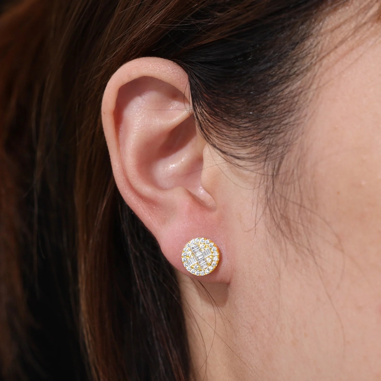 Dripped Baguette | VVS1 Moissanite Diamond Cross Stud 925 Silver Earrings