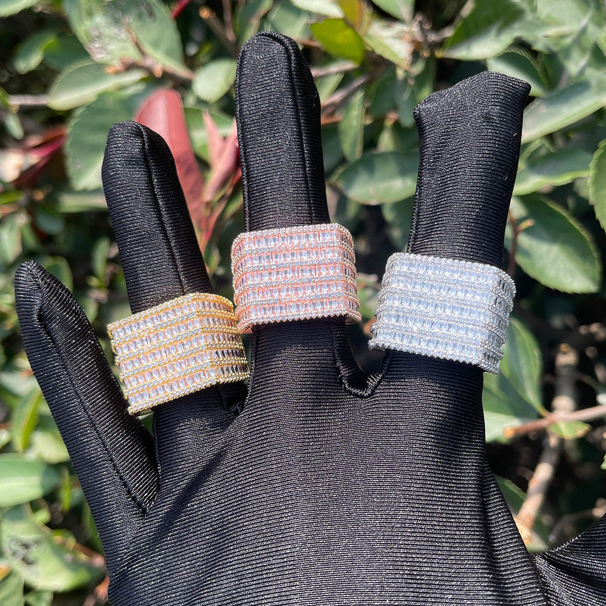 Mens Big Boy All Baguette Iced Blinged Out Hip Hop Rings