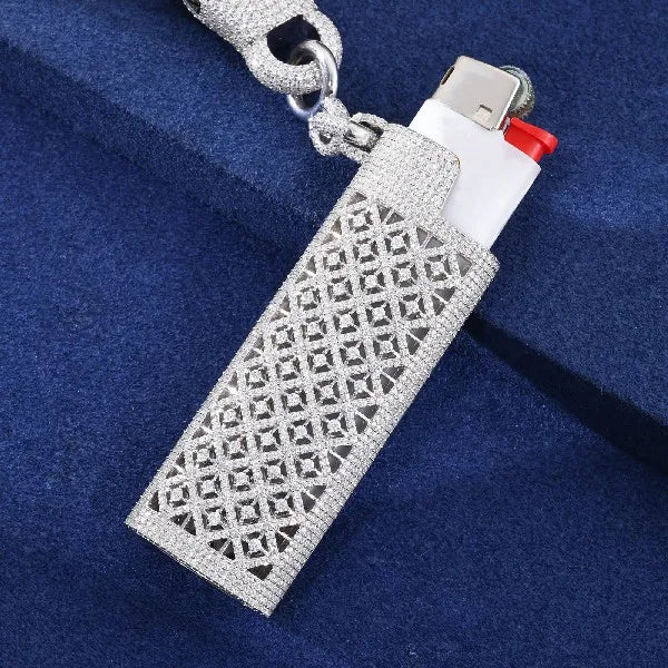 Hot Ice | Iced Blinged Out Lighter Cover VVS1 Moissanite Diamond 925 Silver Wallet Chain