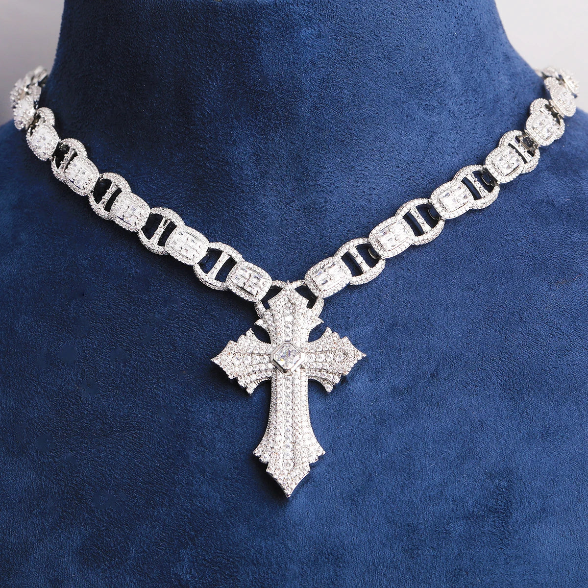Holy Temple ll | VVS 5AA+ Centerstone Cross Iced Blinged Out Coffee Bean Link Chain