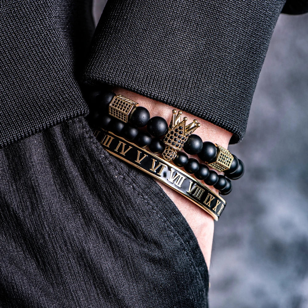 The Untouchable | VVS Diamond CZ Crown Luxury 3 Piece Hip Hop Bracelet Set