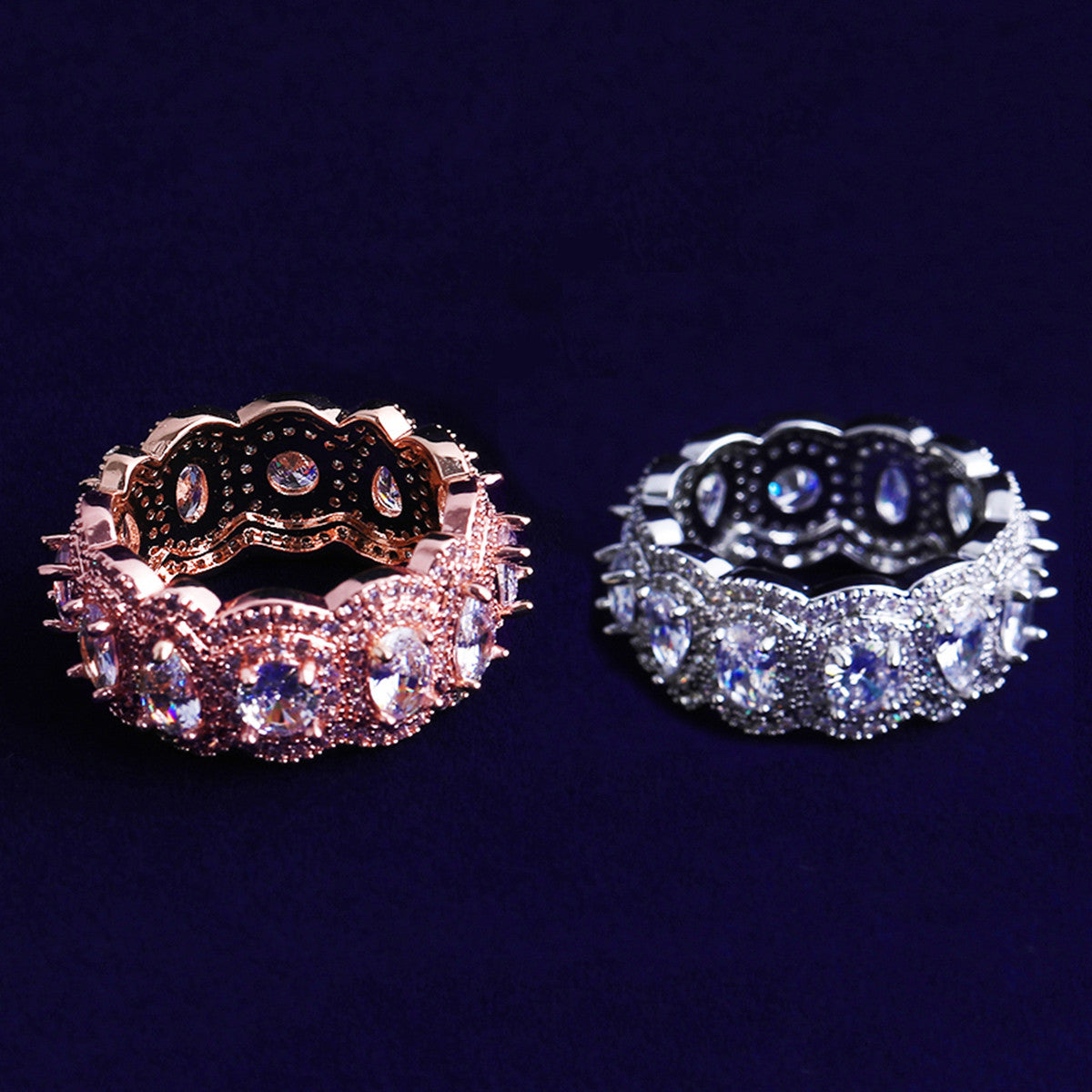 Kings Glory | VVS Diamond CZ Teardrop Stone 24k Silver Rose Gold Hip Hop Rings