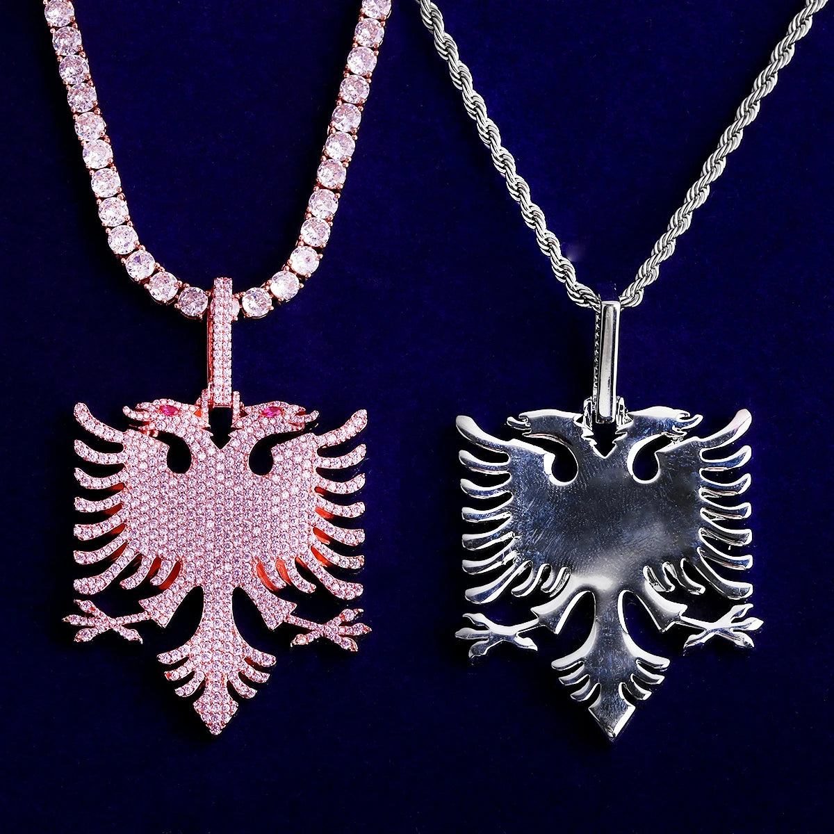 Double Eagle Crest | VVS Diamond CZ Symbol Of Freedom Iced Blinged Out Pendant