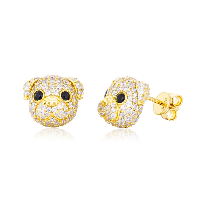 Pockets The Pup | Puppy Dog 925 Sterling Silver Moissanite Diamond Iced Blinged Out Earrings