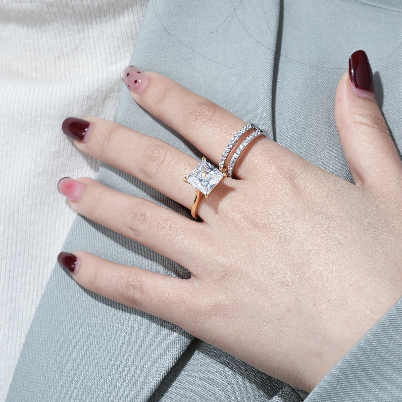 Women&#39;s Luxury 6CT Fashion Bridal Engagement Wedding Rings 5A CZ Buy 1 Get 1 Free Party Ring