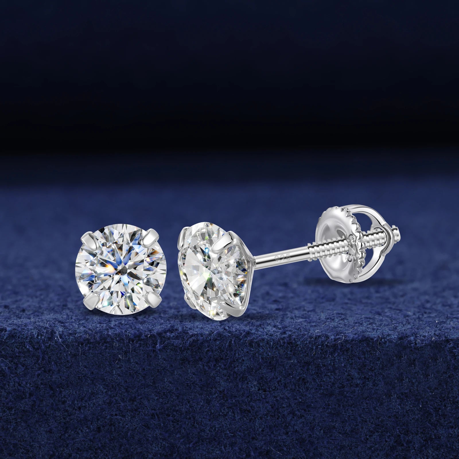Daily VVS1 | Solid 925 Sterling Silver 0.1-2ct D Color VVS1 Moissanite Diamond Stud Earrings