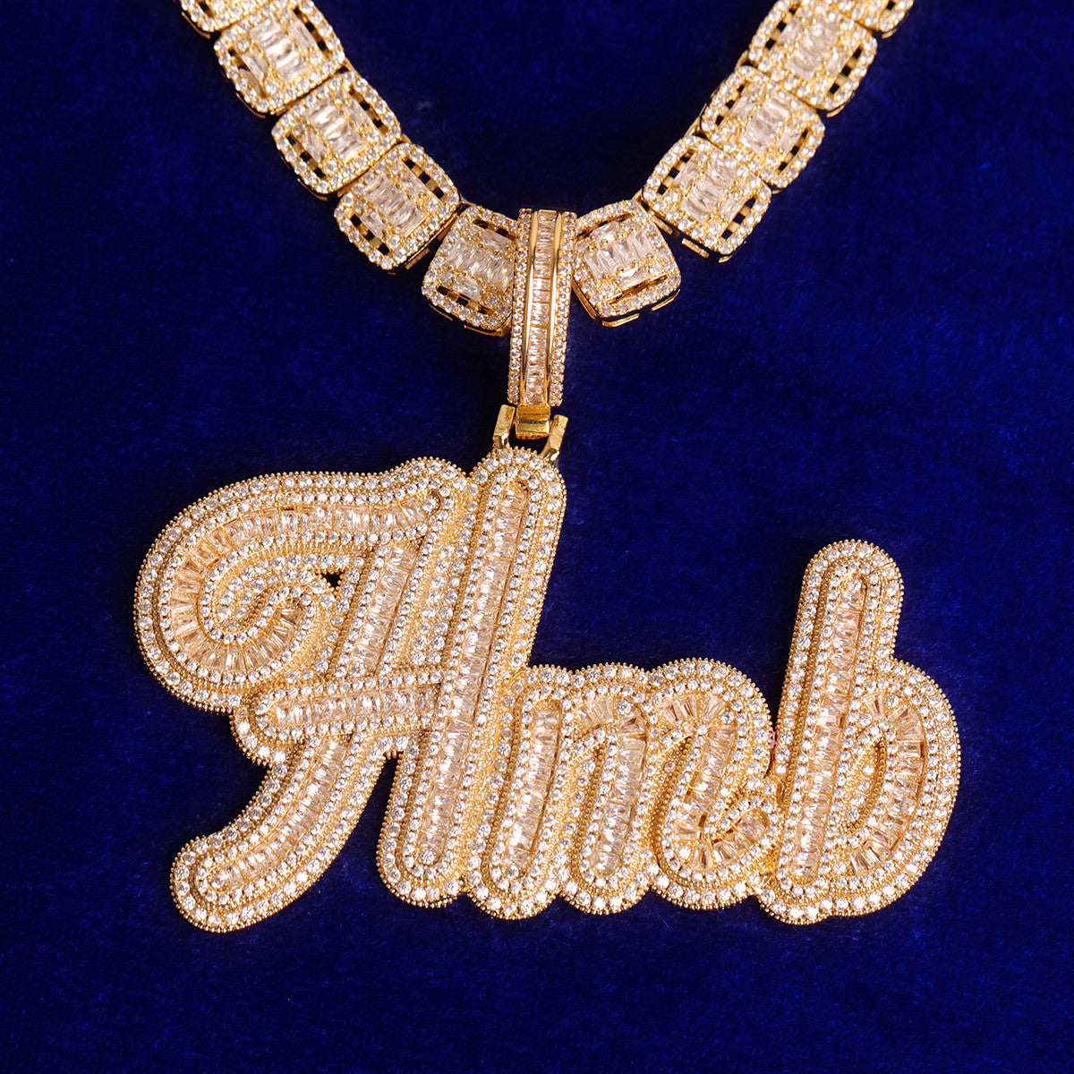 Iced Blinged Out Baguette Personalize Custom Initial Letter Hip Hop Chain Pendants