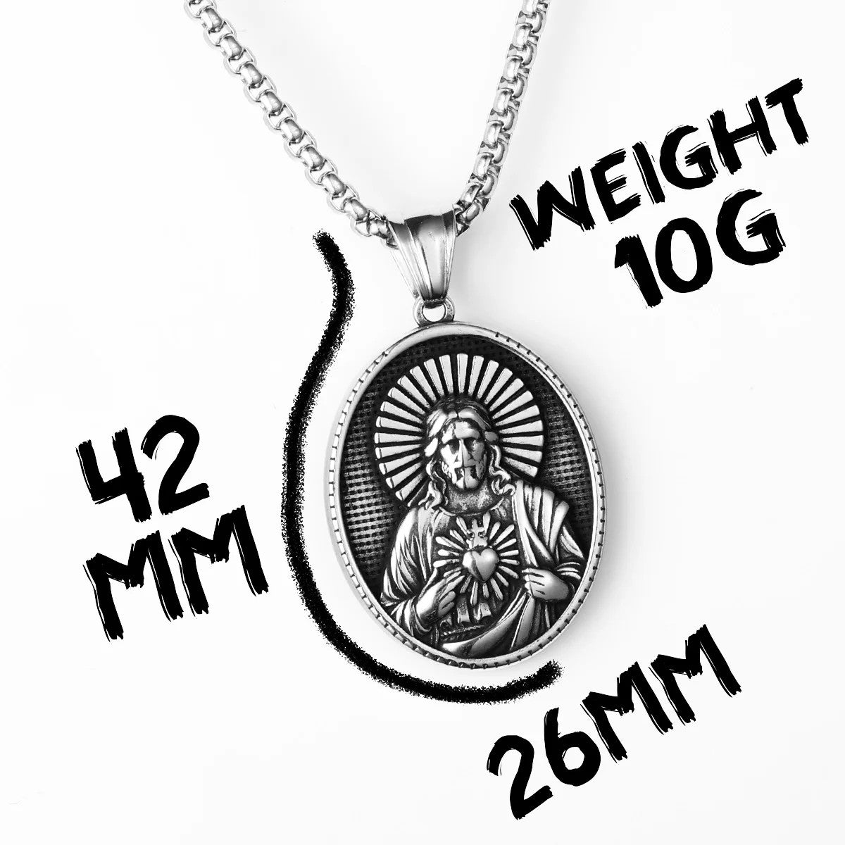 The Christ Collection | Christian Jesus Heart Solid Stainless Steel Spiritual Pendants