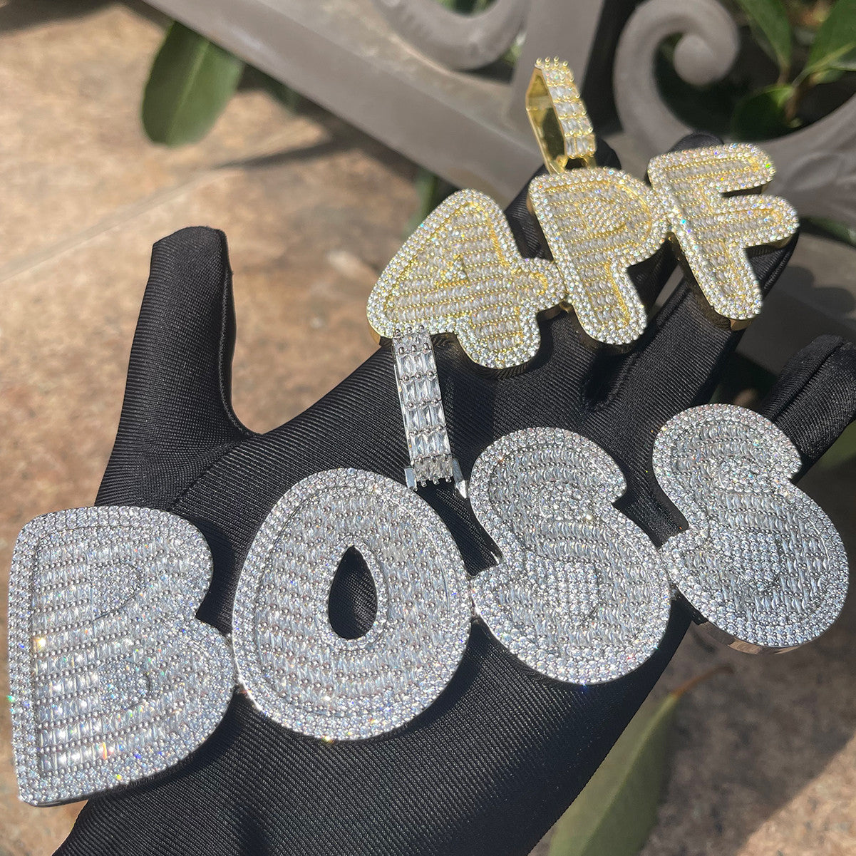 Bossed Up | 4 Prong Set VVS Diamond Baguette Hip Hop Custom Made Name Plate Pendant