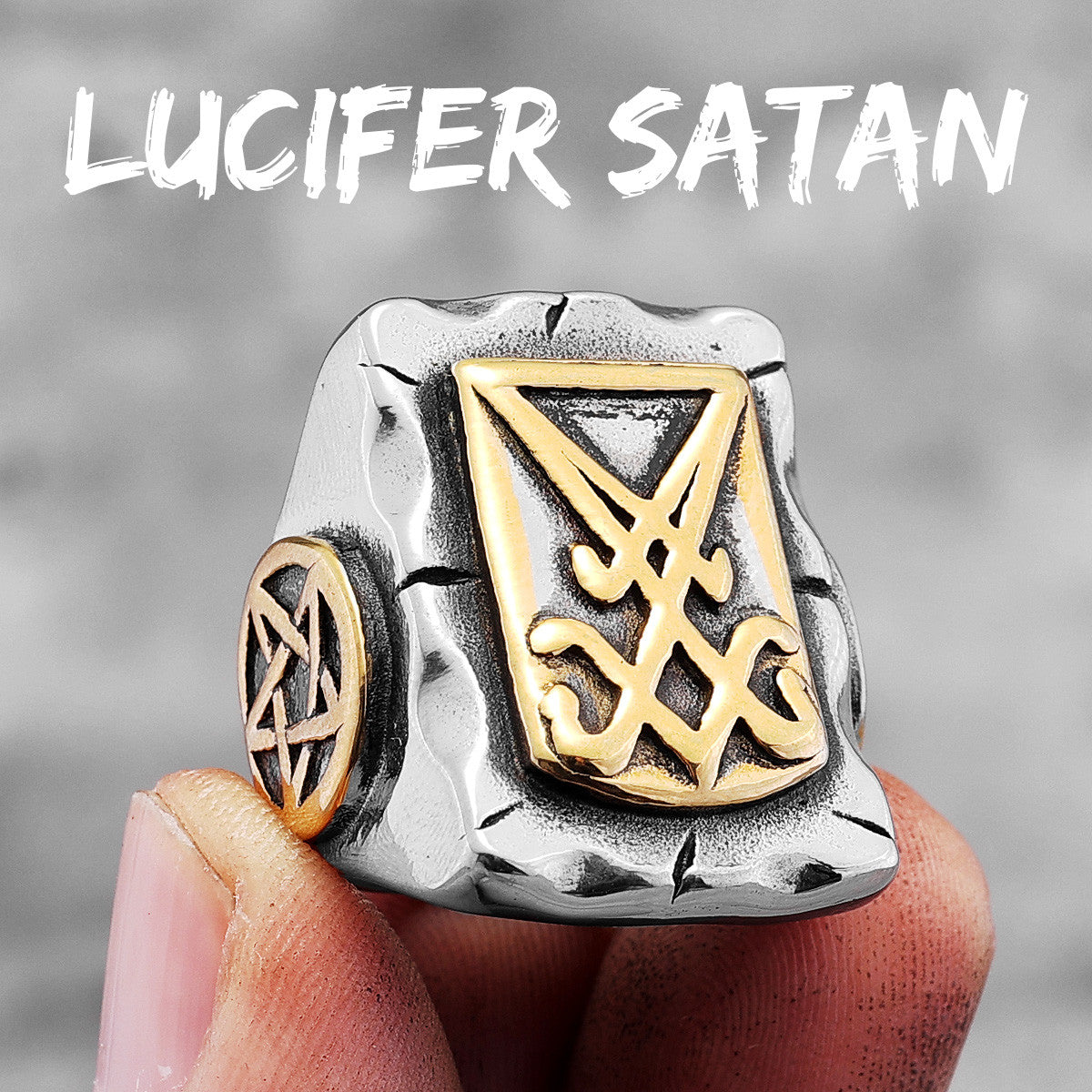 The Devil's Collection |  316L Solid Stainless Steel Lucifer Satan Pentagram Rings