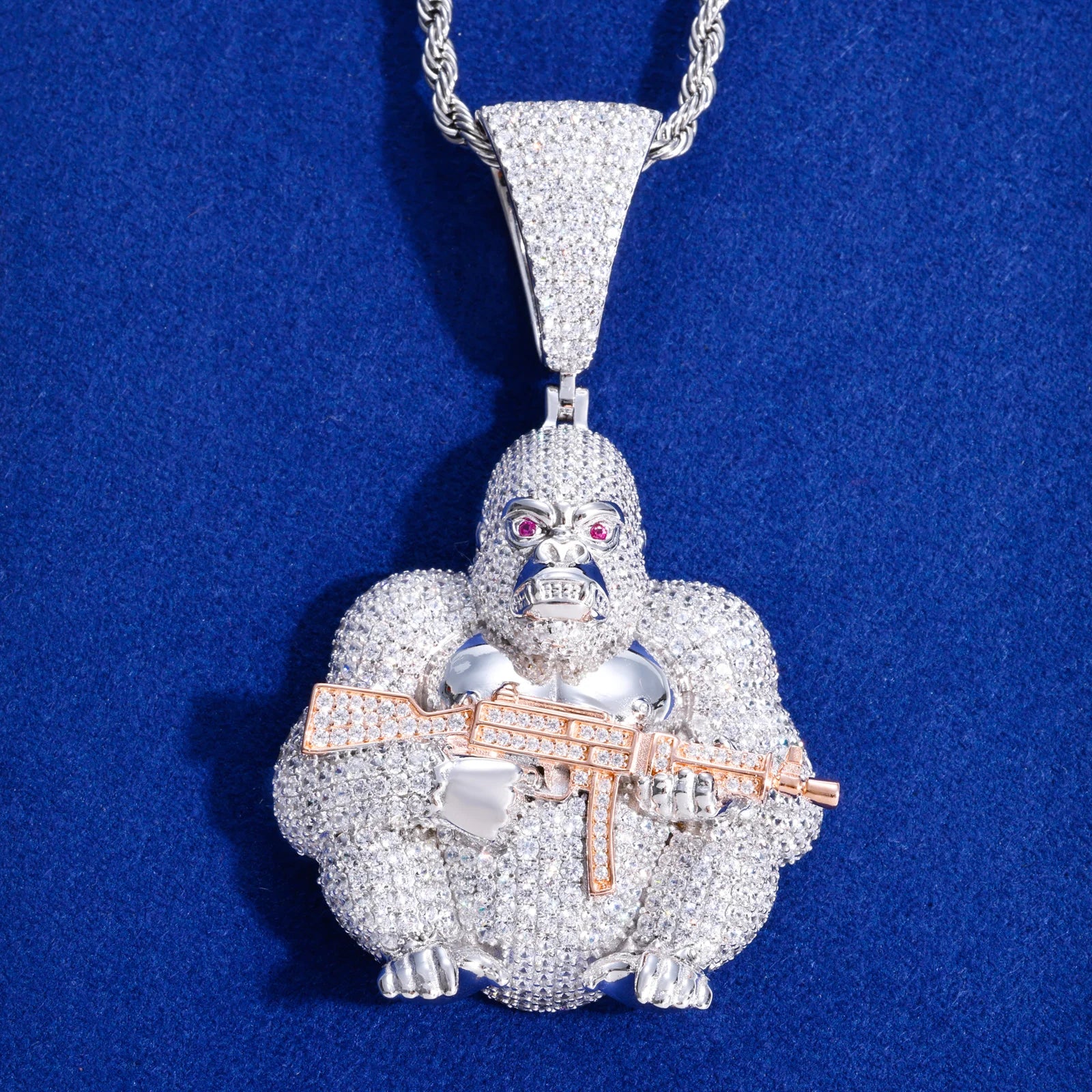 Gorilla Business | Luxury Real 925 Silver D VVS1 Moissanite Gorilla Chopper Pendant