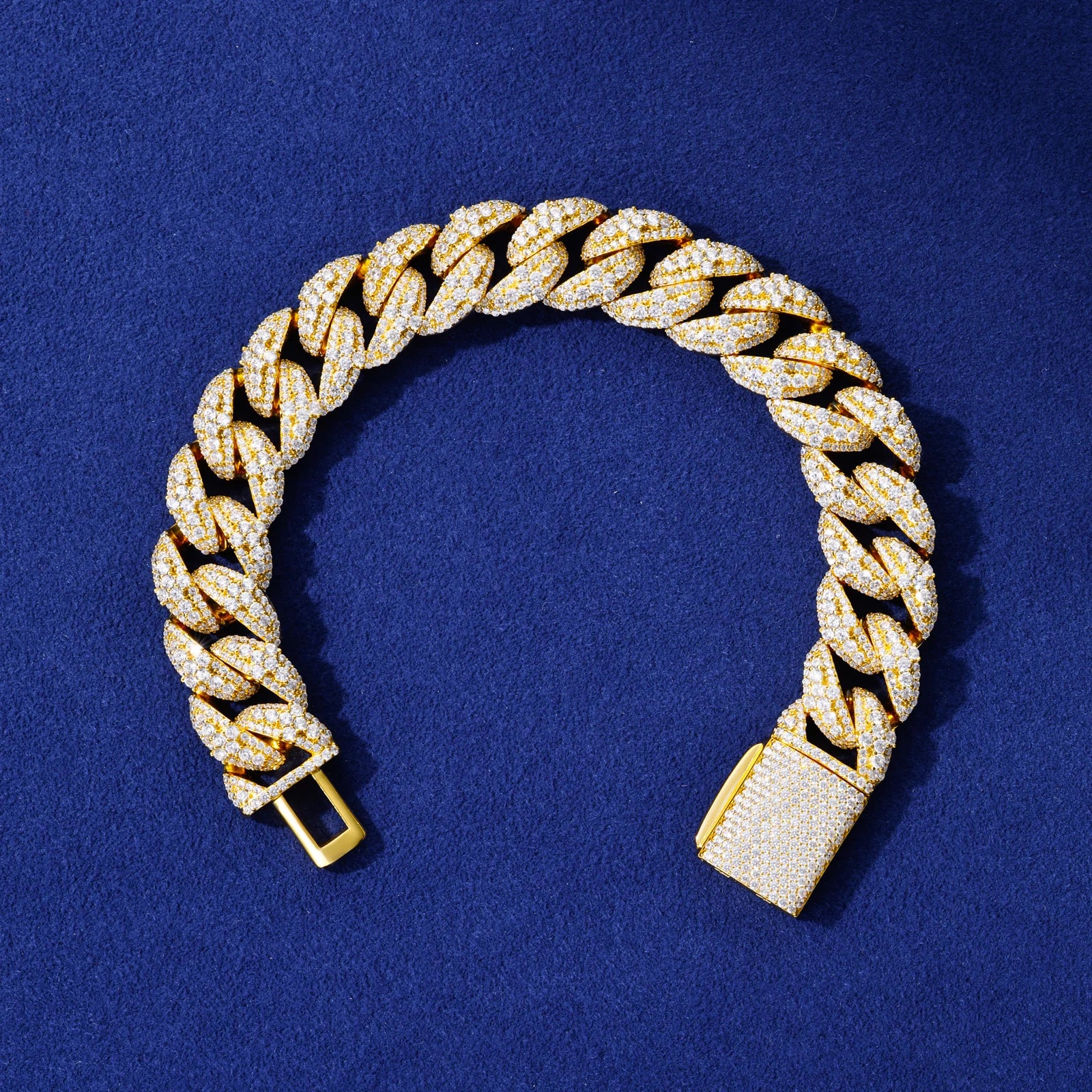 Cuban Delight | 15mm Luxury Embeded Cross Link  S925 Sterling Silver Moissanite Bracelet