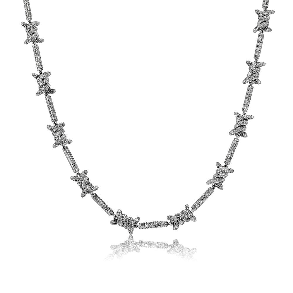 Frozen Wire | VVS Diamond CZ Barbed Wire Iced Blinged Out Chain Bracelets :Color Retention Waterproof