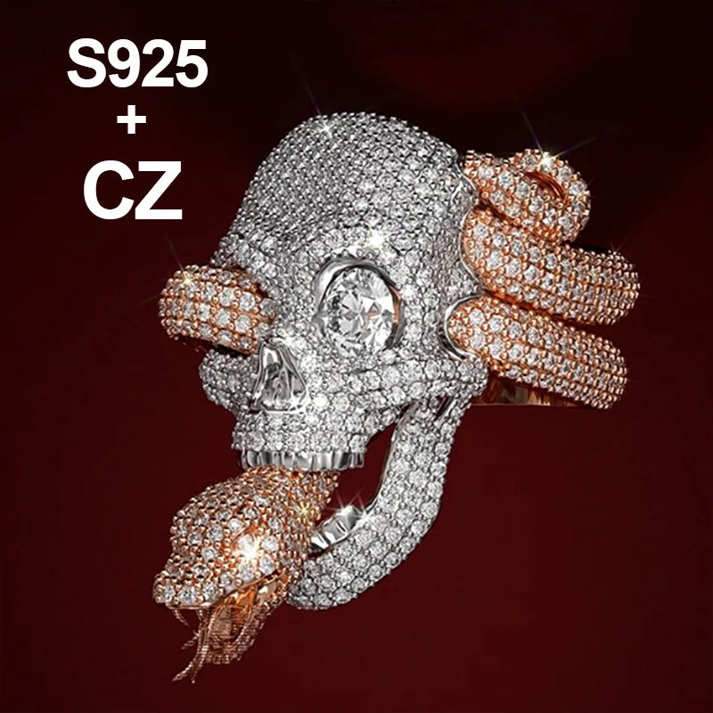 Snake Eye | Moissanite Diamond Customized Skull Snake Luxury 925 Silver Hip Hop Ring