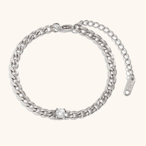 Ladies 18k Gold No Fade Stainless Steel Waterproof Center Stone Bracelet