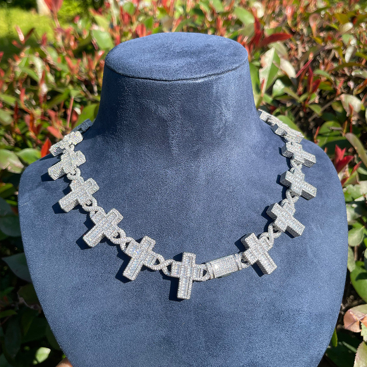 Luxe Infinity Iced Baguette Gemstone Chain Necklace