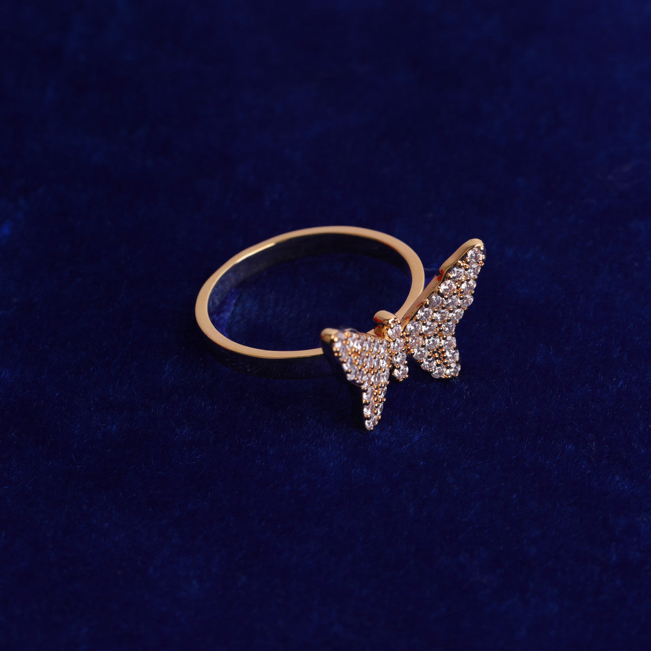 Ladies 5A Bling Bling 24k Gold Silver Rose Butterfly Rings