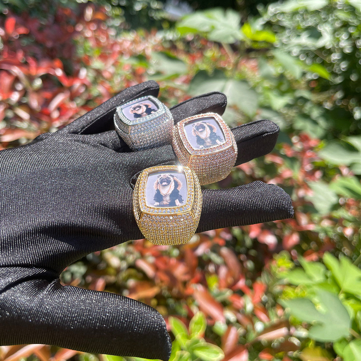 Men's Flooded Ice Custom Photo Hip Hop Personalized Picture Memory Rings