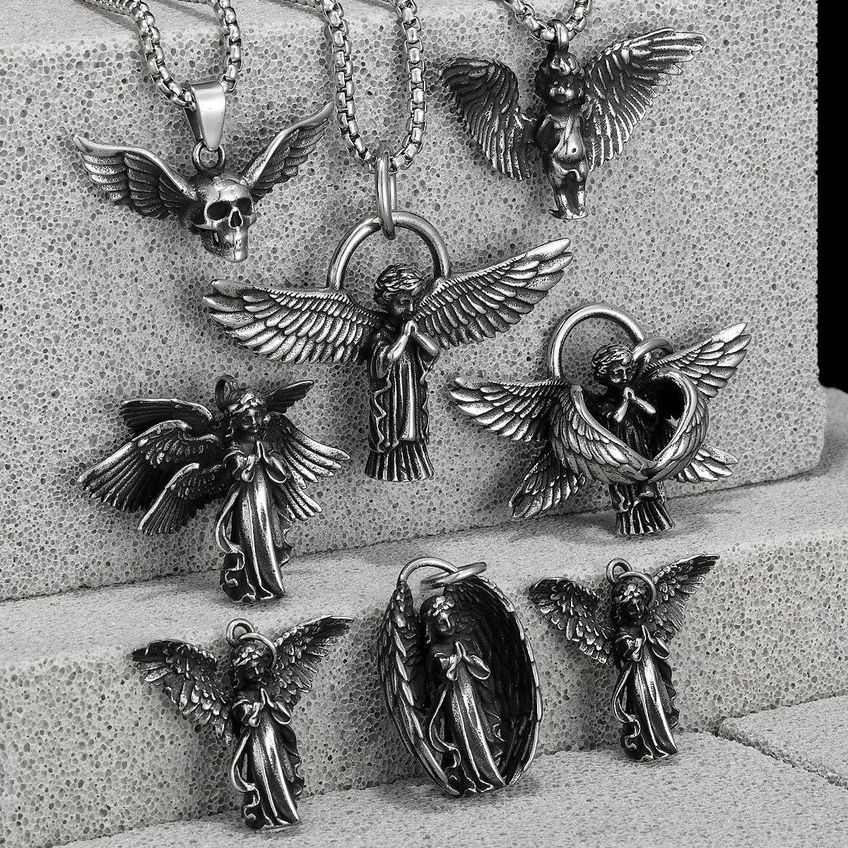Angel Wing Collection | 316L No Fade Stainless Steel Prayer Angel Pendants