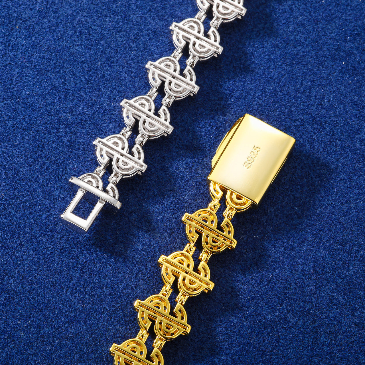 Boss Business | 925 sterling Silver D VVS1 Moissanite Diamond Dollar Sign Hip Hop Bracelet