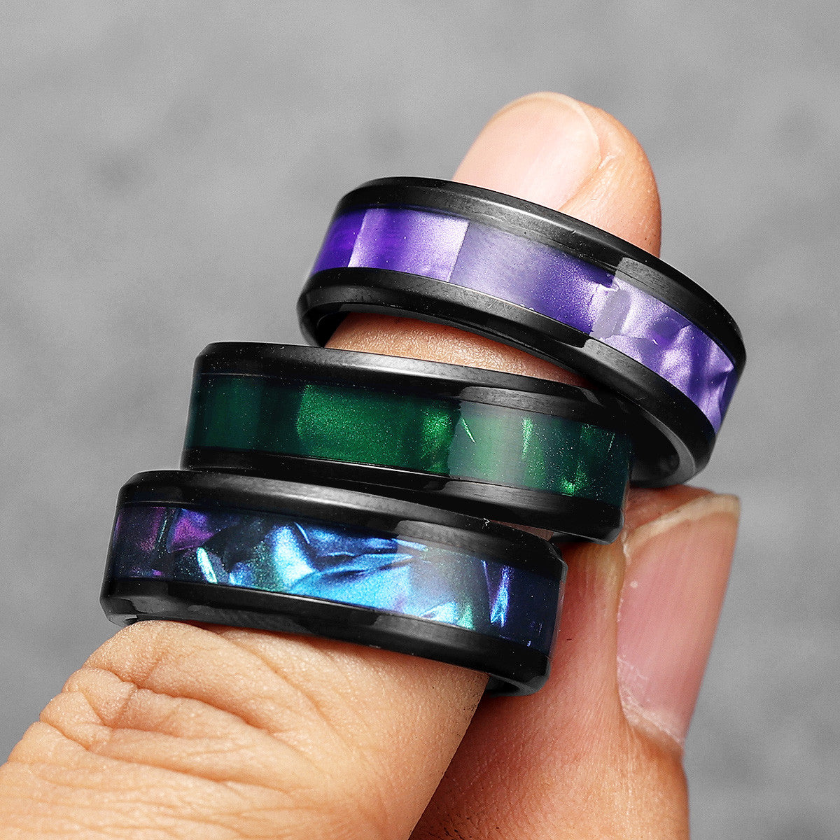 Aurora | 316L No Fade Stainless Steel Aurora Borealis Unique Designer Rings