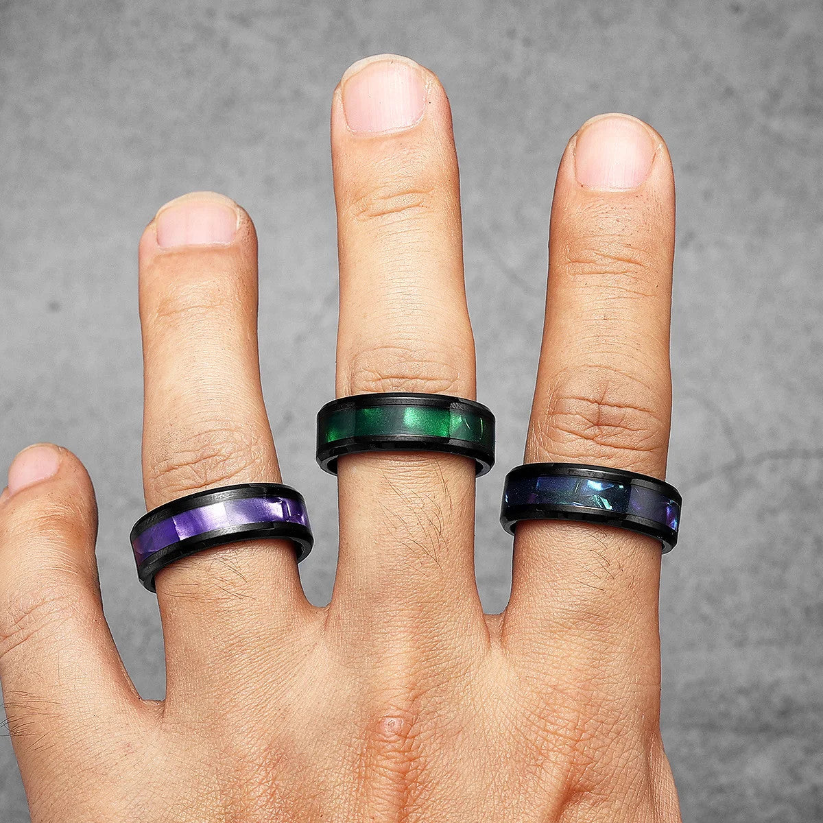 Aurora | 316L No Fade Stainless Steel Aurora Borealis Unique Designer Rings