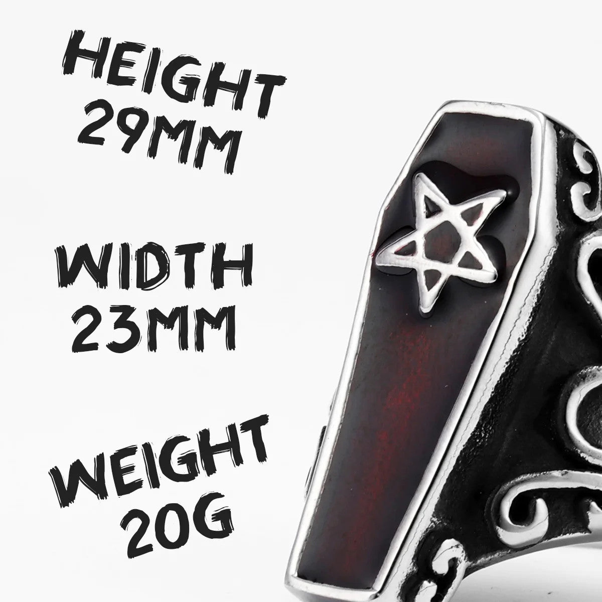 Vampire Coffin | 316L No Fade Stainless Steel Gothic Styling Men Rings Stainless Steel Retro Ring