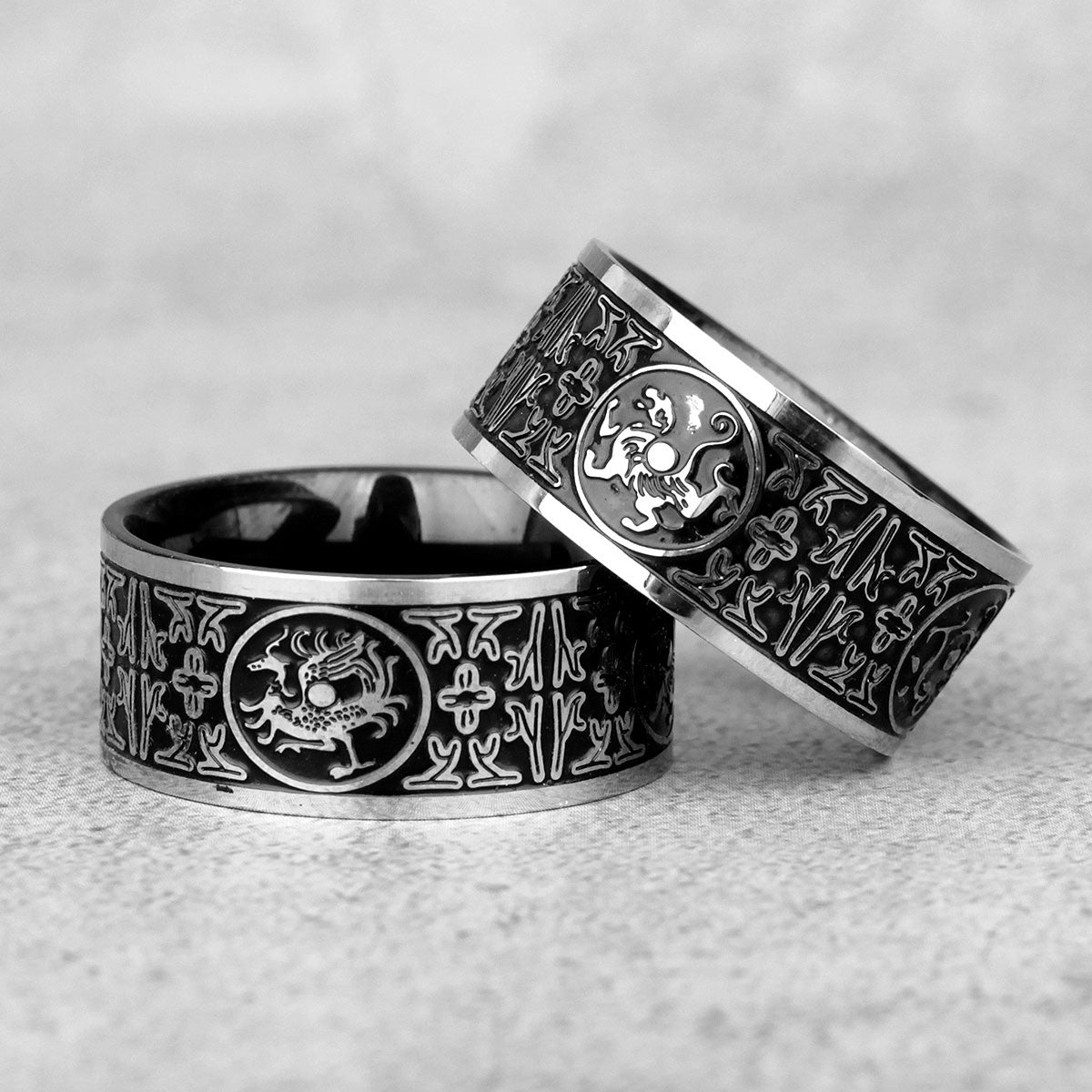 4 Great Beast | Amulet Style Solid Stainless Steel Men's Symbolic Rings