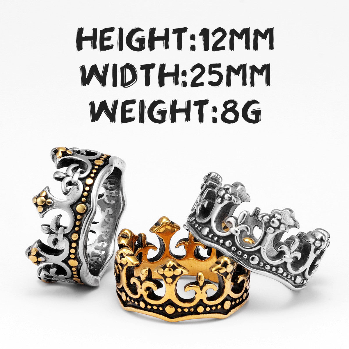 The Crown | 316L No Fade Stainless Steel Kings Crown Street Wear Rings