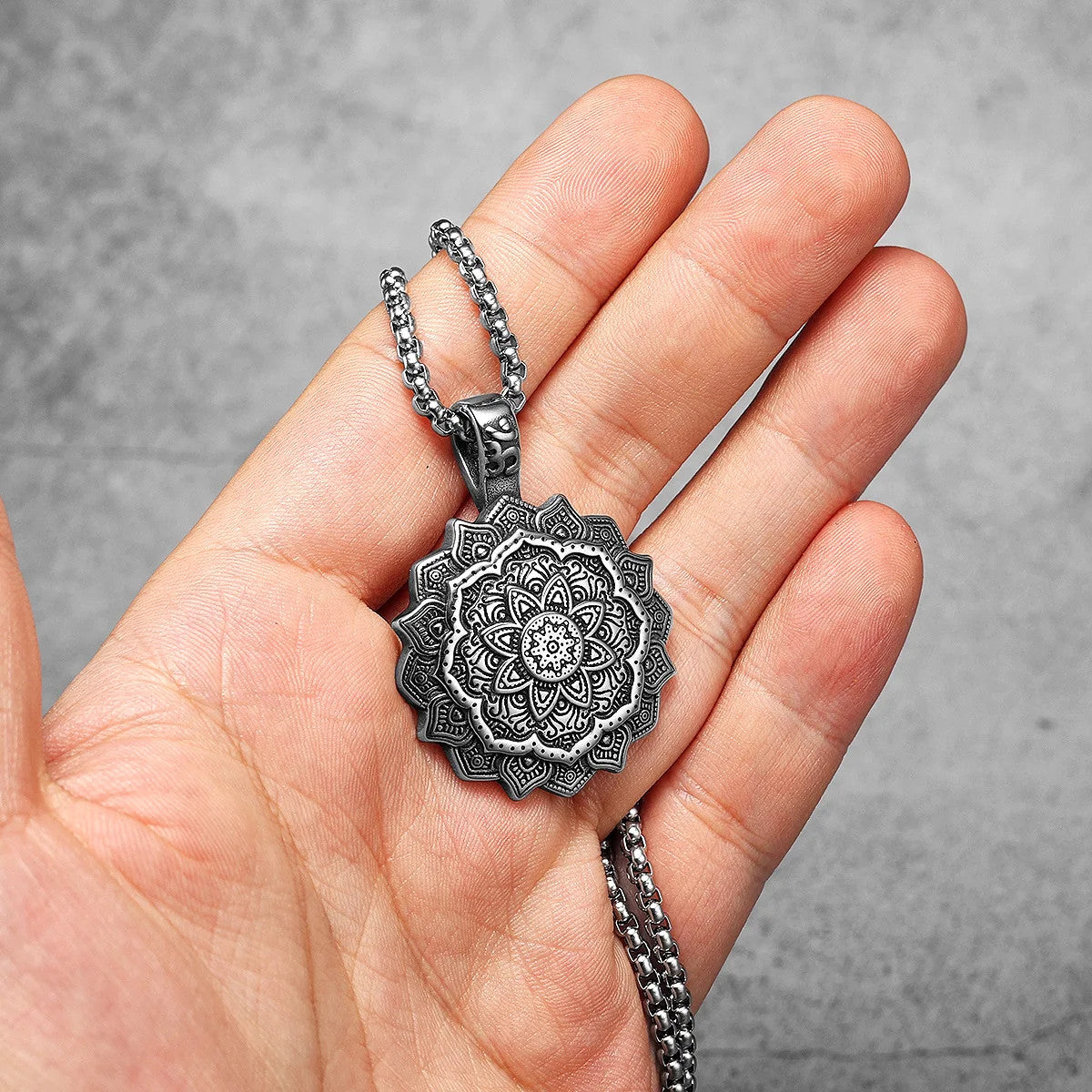 Lotus | Stainless Steel Buddhism Mandala Flower Amulet Spiritual Pendant