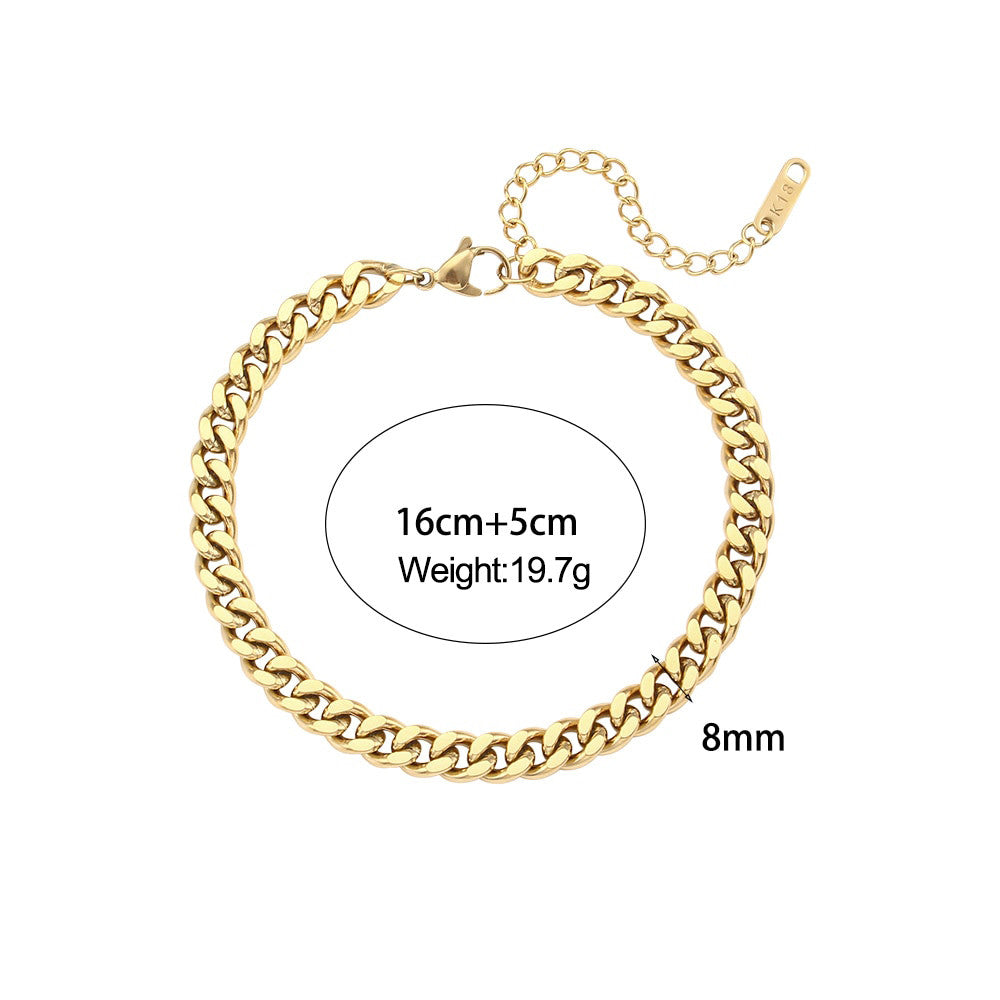 18k Gold Stainless Steel Cuban Rope Tennis Link No Fade Street Style Braclets