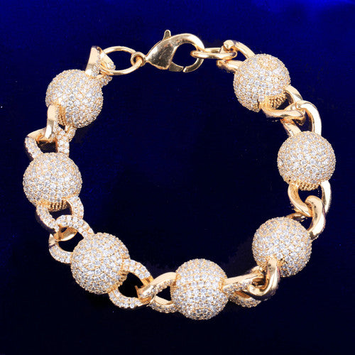 MR. BIG BALLS | VVS Diamond CZ 15mm Iced Blinged Out Hip Hop Prong Set Bracelet