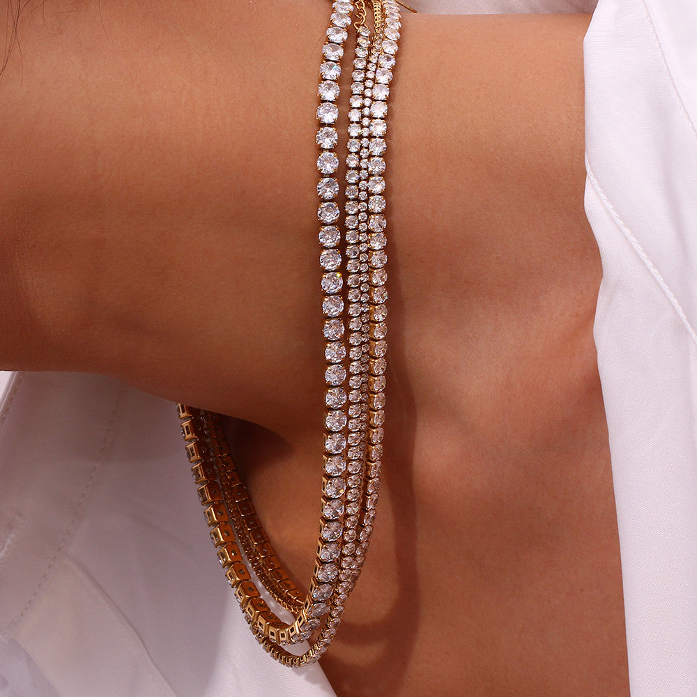 Shiny Luxury | 18k Gold Stainless Steel No Fade 2mm - 5mm Diamond CZ Tennis Chain Necklaces