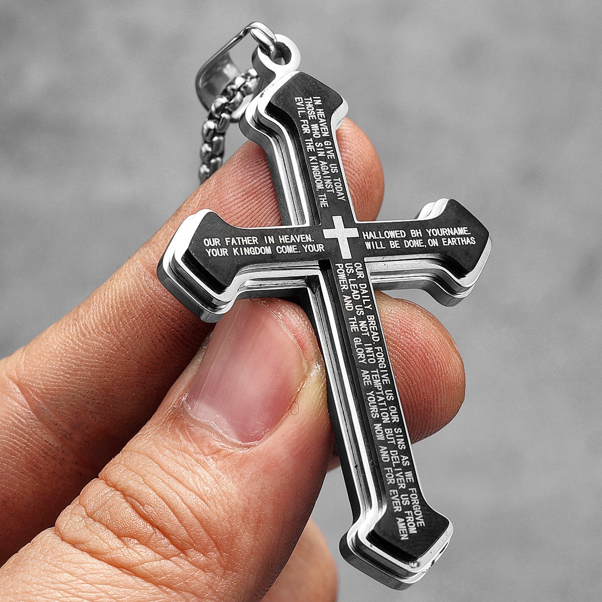 Layered Cross | 14k Gold Black Blue Solid Stainless Steel Hip Hop Street Style Cross Pendant
